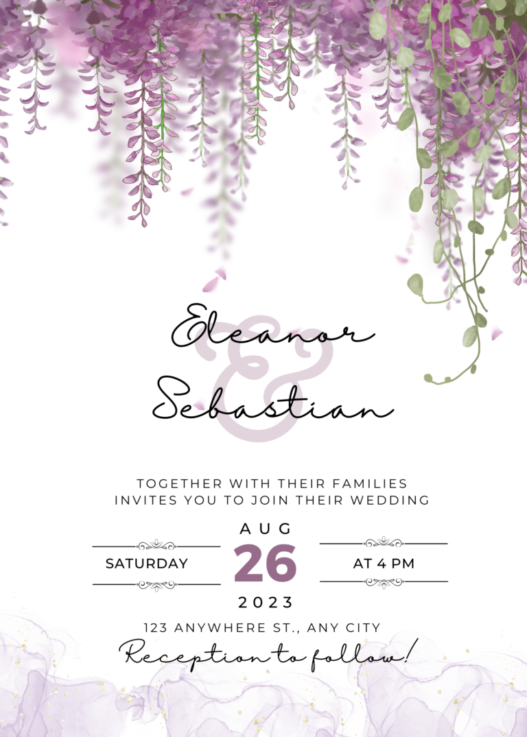Purple Elegant Watercolor Wedding Invitation